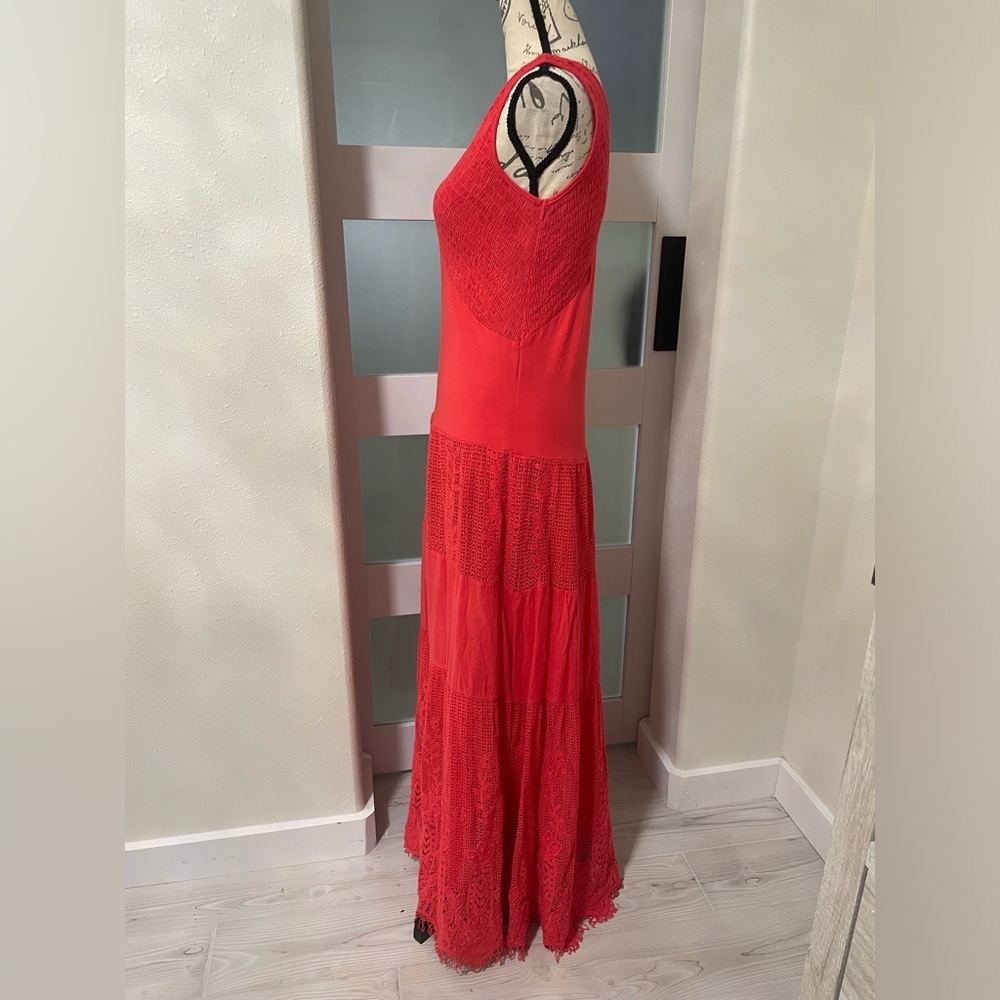 V Cristina Coral Sleeveless dress Tiered Lace
Inserts Smocked Bodice SZ … - Picture 2 of 7